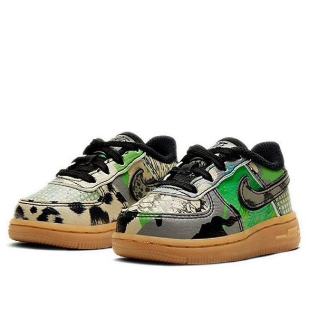 RARE Nike Air Force 1 City of Dreams | US Toddler 7C - Black Green Animal NWOT - Picture 4 of 11